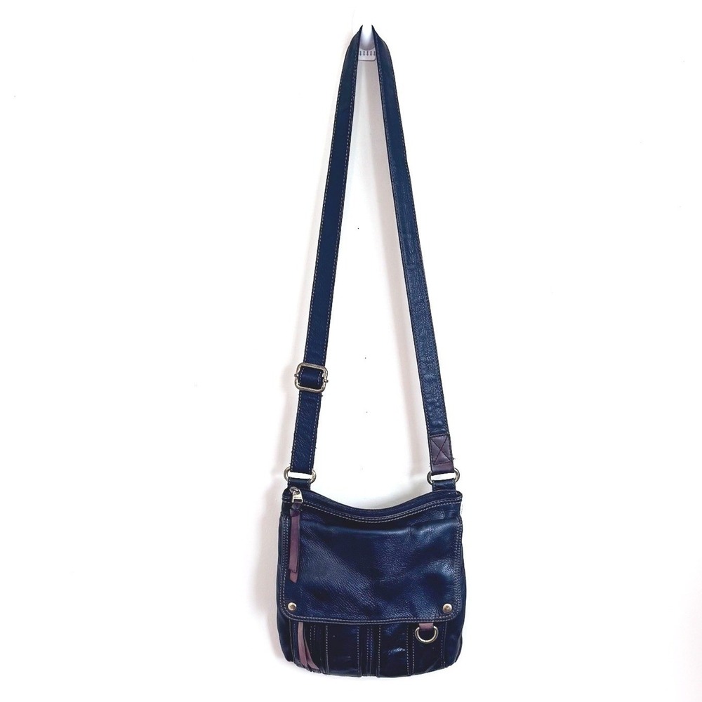 Fossil Black Leather Morgan Traveler Flap Crossbody Messenger Bag Purse